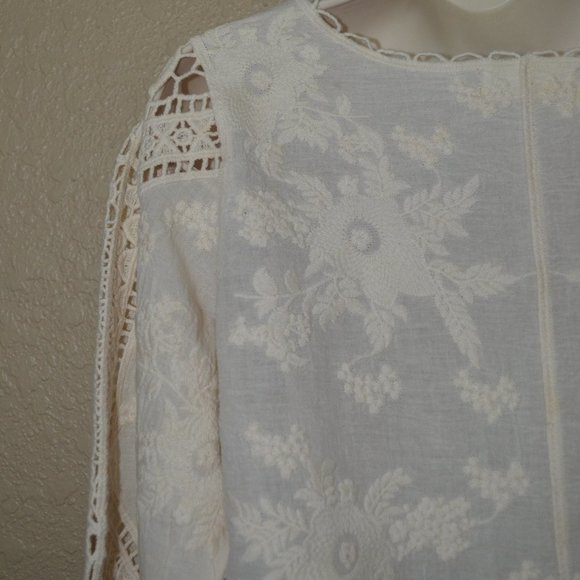 Sz S Altar'd State Ivory Crochet Tunic Shirt - Picture 12 of 15